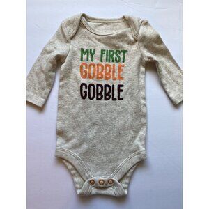 My First Gobble Gobble Baby Long Sleeve Beige Newborn Okie Dokie Cotton B